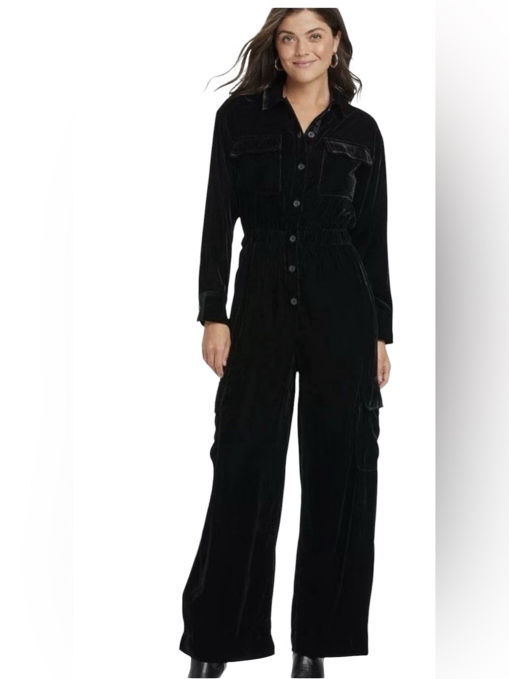 Universal Thread velvet Black Long Sleeve Jumpsuit size 18